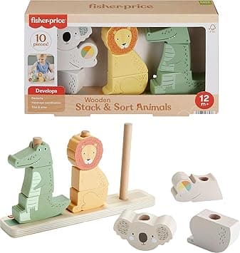 ​Fisher-Price Baby & Toddler Toy Wooden Stack & Sort Animals, 10 Wood Pieces for Developmental Play Ages 1+ Years - Best Deal Finder