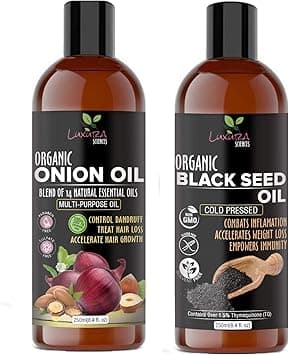 Luxura Sciences Onion Hair Oil with 14 Essential Oils, Multi-Purpose Hair Oil/Serum For Complete Hair Treatment with Argan, Bhringraj, Hibiscus, Sesame,Amla,Sweet Almond, Olive and more (3) on Amazon.ae - Price Tracker
