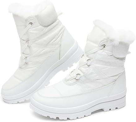 BABUDOG Womens Warm Fur Lined Mid-Calf Boots Waterproof Winter Snow Boots Non-slip Lace up Combat Boots on Amazon.ae - Price Tracker