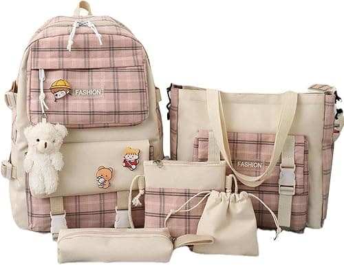 VUCATIN Kids Cute Backpack Set for School, 5PCS Kwaii School Bag Large-capacity, Girls Boys Back to School Book Bag Backpack for Teen on Amazon.ae - Price Tracker