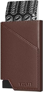 VULKIT Minimalist Slim Wallet for Men Pop Up Card Holder RFID Blocking for with Money Pocket Cash & Credit Cards Espresso on Amazon.ae - Price Tracker