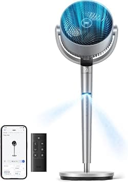 Dreo Smart Fan for Bedroom, Position-based Oscillation, 150°+120° 3D Oscillating Fan, 110ft Pedestal Fans with Wi-Fi/Voice/Remote, Standing Fans Work with Alexa/Google, 9 Speeds, 6 Modes, 25dB, Silver on Amazon.ae - Price Tracker