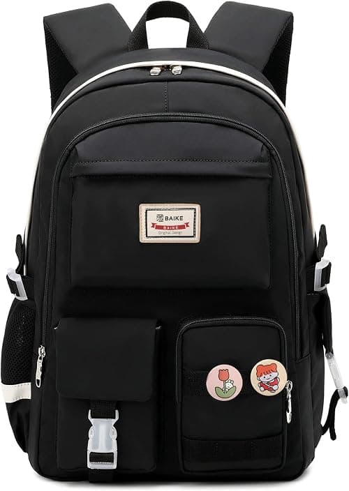 Black School Bags for Girls 14-16, Laptop Bag 15.6 inch Schoolbag College Backpacks Anti Theft Travel Daypack Casual Rucksack Large Bookbags on Amazon.ae - Price Tracker