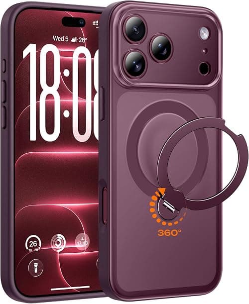 TOCOL for iPhone 18 Pro Max Case with 360° Magnetic Stand, Burgundy على Amazon.ae - متتبع الأسعار