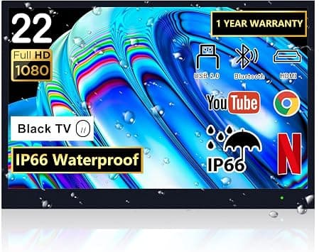 22 inch Smart Android IP66 Waterproof Bathroom TV Stylish Black Design 1080P Full HD with Built-in Wi-Fi and Bluetooth on Amazon.ae - Price Tracker