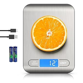 SPiTZE Digital Food Scale Batteries and Type-C Charging, 22lb/10kg Digital Kitchen Scale Weight in Grams and Ounces for Cooking Baking, 1g/0.1oz Precise Graduation, Tare Function, LCD Display (Silver) on Amazon.ae - Price Tracker