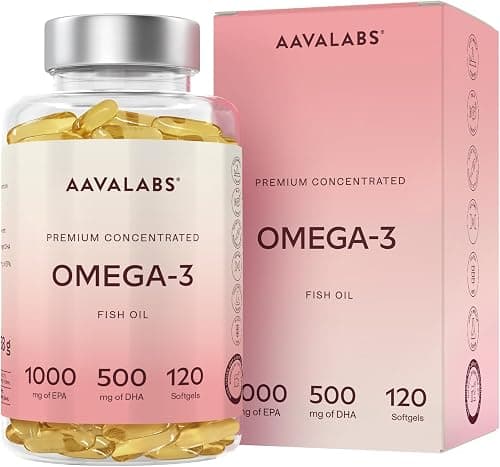 AAVALABS Omega 3 Fish Oil 2000mg per Daily dose (2 softgels) - 1000mg EPA + 500 mg DHA per dose - High Strength Omega 3 Fatty Acids Supplements - Molecularly Distilled - 120 Capsules - 60 Days Supply on Amazon.ae - Price Tracker