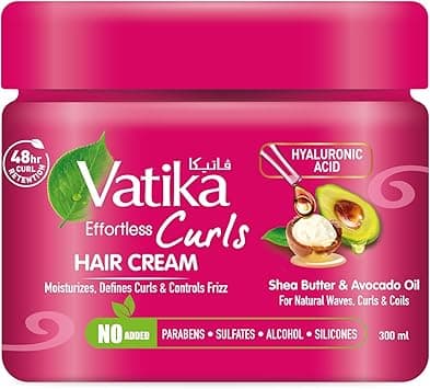 Vatika Naturals Curls Hair Cream 300ml | With Shea Butter, Avocado Oil & Hyaluronic Acid | 48 Hour Curl Retention | Moisturizes, Defines & Controls Frizz for Natural Waves, Curls & Coils on Amazon.ae - Price Tracker