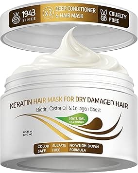 VITAMINS hair cosmetics Keratin Hair Mask Deep Conditioner - Biotin Collagen Protein & Castor Oil Repair for Dry Damaged Hair - Conditioning Treatment for Curly or Straight Thin Fine Locks on Amazon.ae - Price Tracker