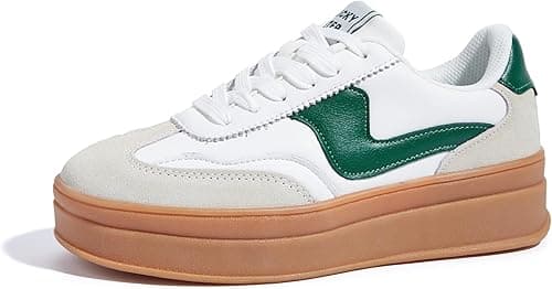 LUCKY STEP Women's Platform Fashion Sneakers Thick Sole Suede Genuine Leather Classic Rubber Gum Sole Low Top Casual Walking Shoes on Amazon.ae - Price Tracker