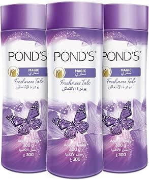 Pond’s Magic Talcum Powder | Skin Brightening Body Talc | Smooth & Fresh Feel, 300 g (Pack of 3) على Amazon.ae - متتبع الأسعار