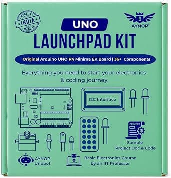 Arduino UNO R4 Minima EK Starter Launchpad Kit | 36+ Components Including Sensors, AI Assistant UNOBOT, 16x2 I2C LCD, Basic Electronics Course & More on Amazon.ae - Price Tracker