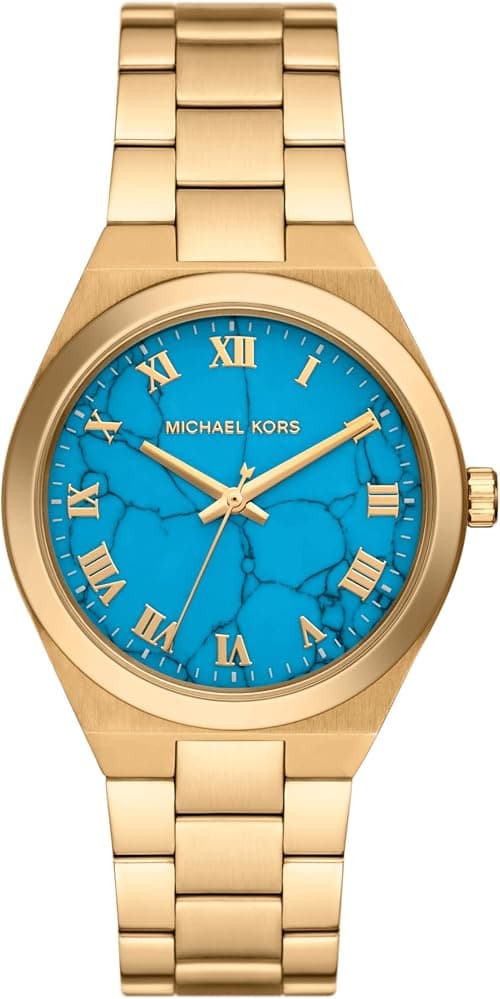 Michael Kors Women's Lennox Three-Hand Gold-Tone Stainless Steel Bracelet Watch (Model: MK7460), Gold, Lennox on Amazon.ae - Price Tracker