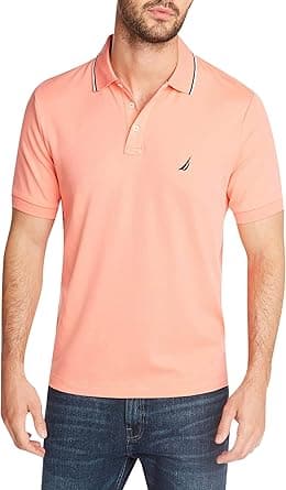 Nautica mens Classic Fit Short Sleeve Solid Tipped Collar Soft Polo Shirt Polo Shirt on Amazon.ae - Price Tracker