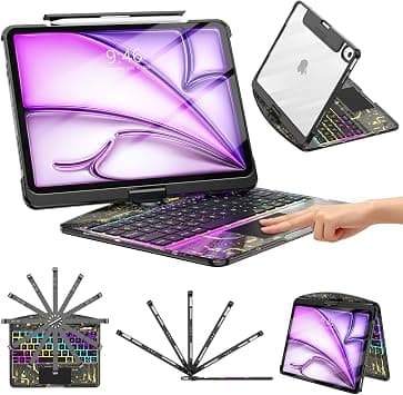 Clear Wireless Keyboard Case for iPad Air 13 Inch (M3/M2, 2025/2024) & iPad Pro 12.9" (6th/5th/4th/3rd Gen), 7-Color Backlit, Multi-Touch Trackpad, Pencil Holder, 360° Rotatable Design, Black on Amazon.ae - Price Tracker