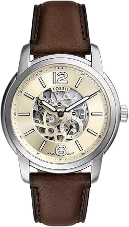 Fossil Men's Analog Automatic Watch with Leather Strap ME3264 - Best Deal Finder