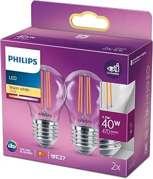 Philips LED Premium Lustre Light Bulb [E27 Edison Screw] 4.3W - 40W Equivalent, Warm White (2700K) - متتبع أسعار Amazon.sa