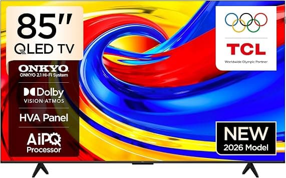 TCL 85P7L Television 85 Inch Smart TV 4K Premium QLED Colorful Quantum Crystal HDR 10+ Gaming Google TV, ONKYO 2.1 Hi-Fi, Dolby Vision Atmos, DTS Virtual:X, Game Master with Slim Design (2026 Model) on Amazon.ae - Price Tracker