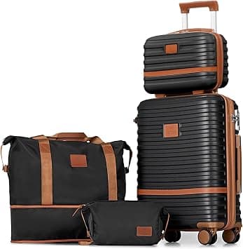 Joyway Carry On Luggage 20 Inch Expandable Suitcase with Spinner Wheel, 4 Piece Hard Shell Luggage Set with TSA Lock(Black brown) on Amazon.ae - Price Tracker