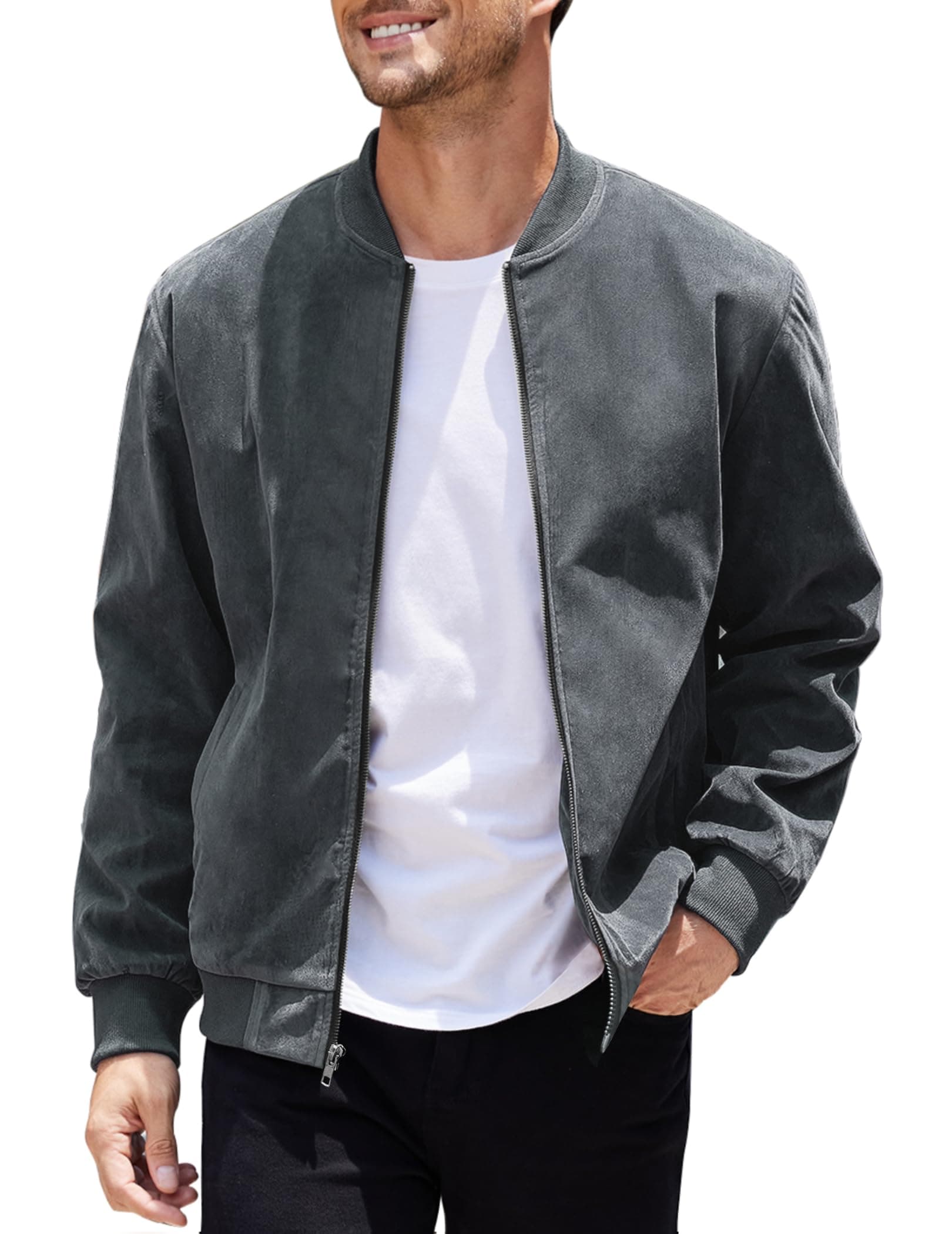 COOFANDY Men's Casual Varsity Jacket Vintage Lightweight Suede Bomber Jackets on Amazon.ae - Price Tracker