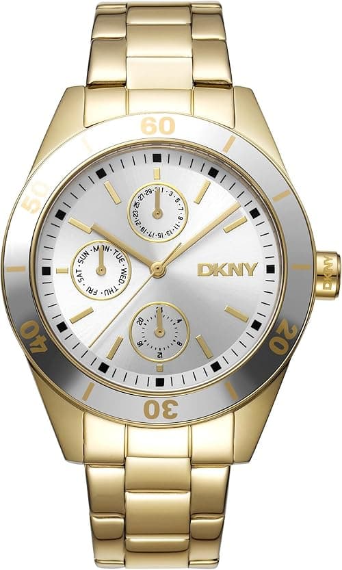 DKNY Active Round Shape Analog Wrist Watch for Women, 38 mm Case Size, Silver/Gold on Amazon.ae - Price Tracker