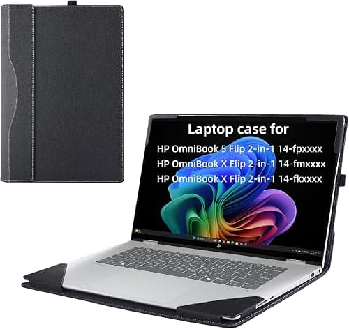 Laptop Cover Case for HP OmniBook X Flip/HP OmniBook 5 Flip 14"[not Compatible with Any Other Model] 2-in-1 Detachable PU Leather Shell Notebook Sleeve (Black) على Amazon.ae - متتبع الأسعار