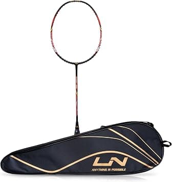 Li-Ning Turbo 99 Unstrung Carbon Fiber Badminton Racket with Full Cover (Black, Red) - Best Deal Finder