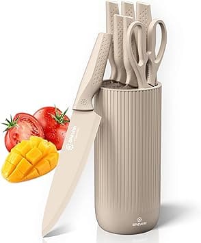 Knife Set, Brewin Kitchen Knife Set, Knives Set for Kitchen, Universal Knife Block, Utility Knife Block Set, New Home Essentials, Apartment Essentials, Dishwasher Safe on Amazon.ae - Price Tracker