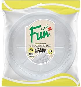 FUN BY AL BAYADER فن Everyday Disposable Plastic Plate Set, Large, 26 Cm, Pack Of 25 on Amazon.ae - Price Tracker