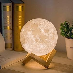 Mydethun (5.9in Moon Light With Wood Base) - Mydethun Moon Lamp Moon Light Night Light for Kids Gift for Women USB Charging and Touch Control Brightness Two Tone Warm and Cool White Lunar Lamp (15cm ) - Amazon.ae Price Tracker