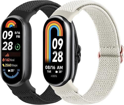 Elastic Bracelet for Xiaomi Mi Band 8/9/10 Strap, Stretchy, Adjustable, Breathable Nylon Strap compatible with Xiaomi Mi Smart Band 8/9/10 Band for Men and Women (Black+Starlight) on Amazon.sa - Price Tracker