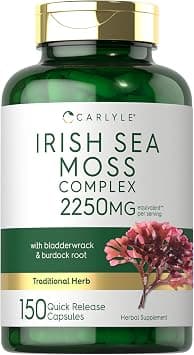 Carlyle Irish Sea Moss Capsules 2250mg | 150 Count | Complex Formula with Bladderwrack & Burdock Root | Non-GMO & Gluten Free على Amazon.ae - متتبع الأسعار