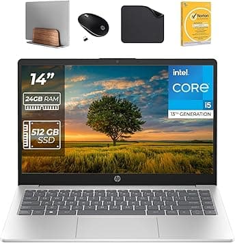 HP 14 inch Laptop – FHD Display, Webcam, Wi-Fi – 13th Generation Intel i5-1335U, 24GB RAM, 512GB SSD, Window 11 Pro (Includes 1st Wave Laptop Stand + Wireless Mouse + Antivirus + Mouse Pad) EP0122NIA on Amazon.ae - Price Tracker