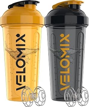 VELOMIX -2 Pack- 28 oz Protein Shaker Bottles for Protein Mixes - 2x Wire Whisk | Leak Proof Shaker Cups for Protein Shakes and Pre Workout | Protein Shaker Bottle Pack (A8) Golden Stone on Amazon.ae - Price Tracker