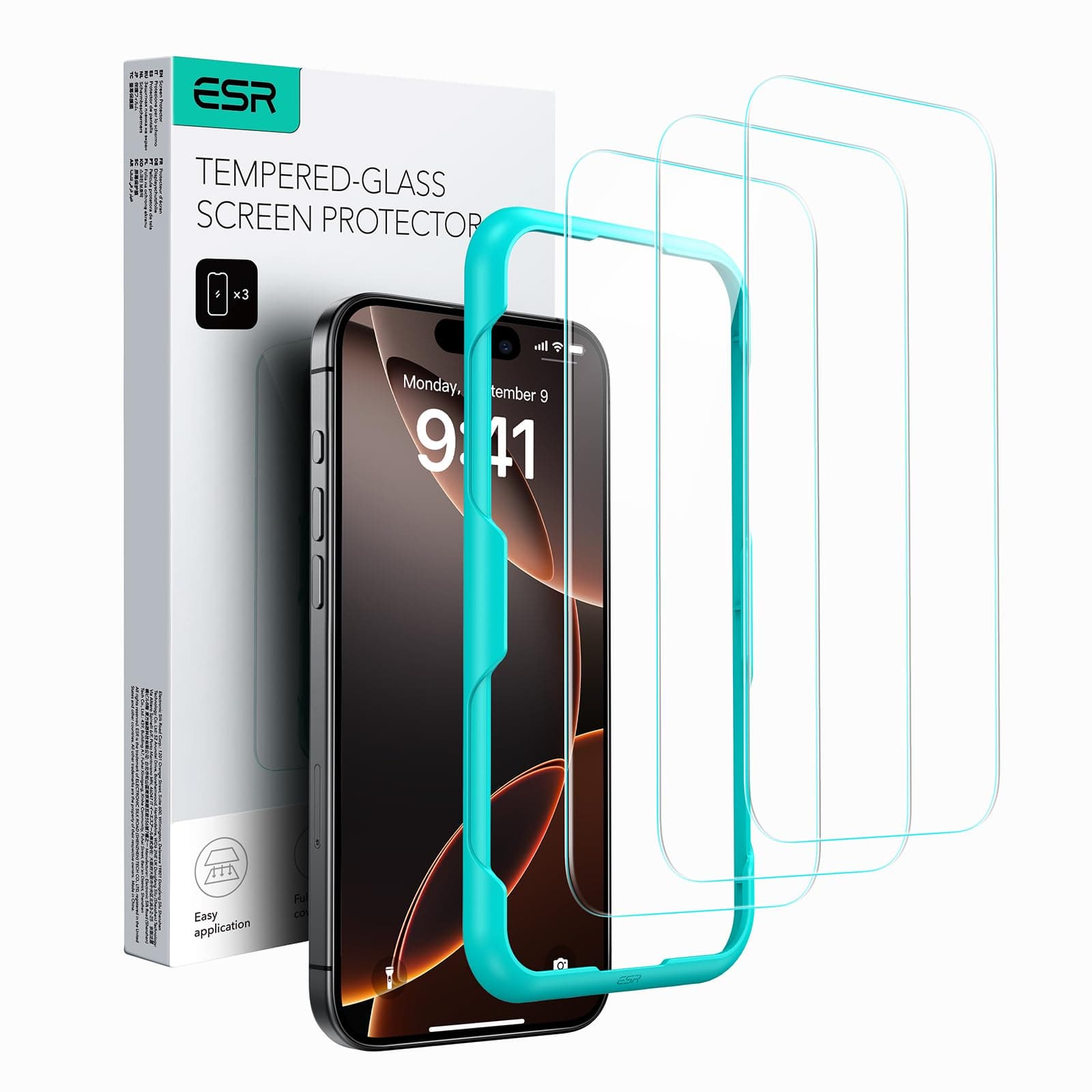 ESR 3 Pack for iPhone 16 Pro Max Screen Protector, Tempered Glass Film with Easy Installation Tool, 9H Hardness, Military-Grade Shatterproof, HD Clear, Scratch Resistant on Amazon.ae - Price Tracker