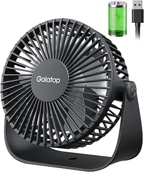 gaiatop Small USB Desk Fan, 3-10H Runtime Rechargeable Desktop Fan, 3 Speeds, 360° Rotatable, 1.5M Cable Usb Fan Silent Powerful Portable Mini Fan for Bedroom Office School Home Outdoor, Black on Amazon.ae - Price Tracker
