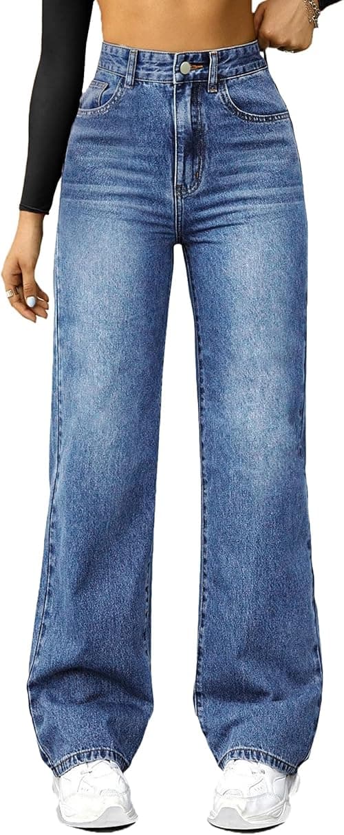 Wide Leg Jeans for Women Casual High Waist Baggy Jeans Denim Pants on Amazon.ae - Price Tracker