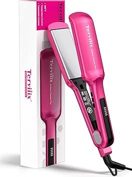 Terviiix Flat Iron Hair Straightener, 2 Inch Widest Ceramic Flat Iron for Hair, Professional Straightening Irons with Adjustable Temp, Fast Styling for Silky Smooth Hair, Dual Voltage, Auto Off, Pink on Amazon.ae - Price Tracker