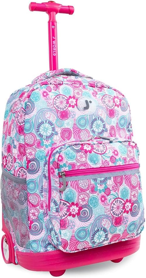 J World New York Sunrise Kids Rolling Backpack for Girls Boys Teen. Roller Bookbag with Wheels on Amazon.ae - Price Tracker