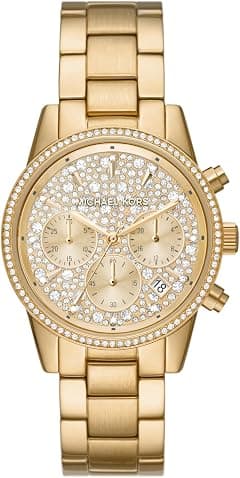 Michael Kors Women's Ritz Stainless Steel Watch With Crystal Topring - متتبع أسعار Amazon.sa