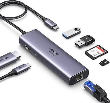 UGREEN USB C Hub 7 in 1, 4K HDMI, Ethernet, USB A Data, SD/TF Card Reader | HDMI 4K@60Hz, USB 3.0 Ports, 100W PD [Braided Cable], USB-C Dock for iPhone, Windows, Mac M1, M2, M3, MacBook, iPad على Amazon.ae - متتبع الأسعار