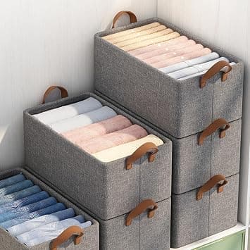 Clothes Organizers Closet Storage Boxes 4pcs Bedroom Closet Storage Organizer Clothes Storage Organization Box with Carrying Handles Thickened Steel Frame Toy Organizer Box (A-4 set) - متتبع أسعار Amazon.sa