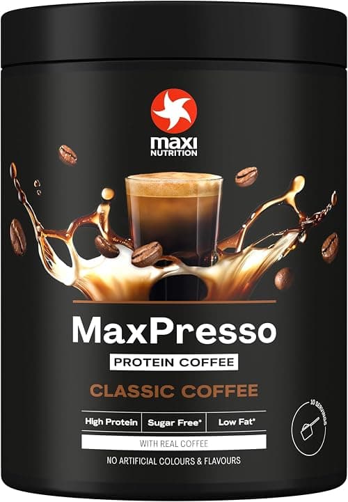 MaxiNutrition MaxPresso Classic Coffee Flavour Protein Powder, 10 Serving with 22g Whey Protein per Serving Mix Hot or Cold, Sugar-Free & Low-Fat على Amazon.ae - متتبع الأسعار