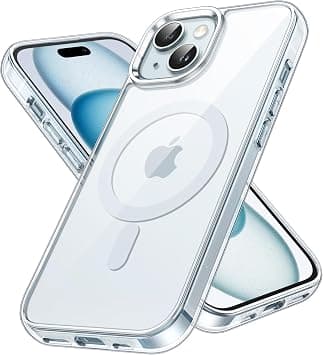 JETech Magnetic Case for iPhone 15 6.1-Inch Compatible with MagSafe Wireless Charging, Shockproof Phone Bumper Cover, Anti-Scratch Clear Back (Clear/Blue) - Best Deal Finder