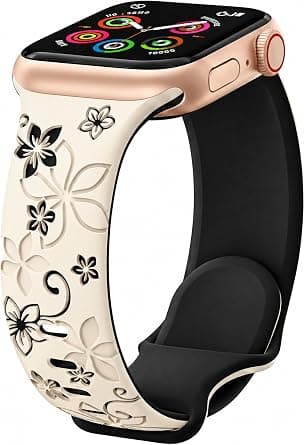 RKINC Strap Compatible with Apple Watch 38mm/40mm/41mm/42mm (Series 11 10), Floral Soft Silicone Waterproof Strap with iWatch Series 11 10 9 8 7 6 SE 5 4 3 2 Ultra 3 2 1, - Best Deal Finder
