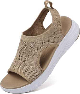 Womens Sandals Arch Support Orthotic Slip-On Sport Sandals Open-Toe Wedge Sandal Washable Slingback Platform Walking Sandals on Amazon.ae - Price Tracker