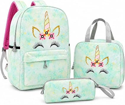 Magic3-Piece Green School Backpack Set with Lunch Bag & Pencil Pouch, Large Capacity Lightweight School Bag with Adjustable Shoulder Straps for School, Travel & Everyday Use Green على Amazon.ae - متتبع الأسعار