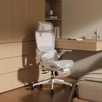 SIHOO B100 Ergonomic Office Chair with Advanced Lumbar Support, 133°Recline & 2D Armrests, High-Elastic Mesh Computer Chair with 2D Headrest, 360°Swivel Task Chair (White with Footrest) on Amazon.ae - Price Tracker