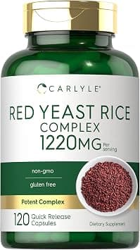 Carlyle Red Yeast Rice Complex | 1220mg | 120 Capsules | with Policosanol | Non-GMO and Gluten Free Supplement على Amazon.ae - متتبع الأسعار
