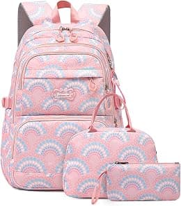 Mfikaryi Elementary School Backpack for Girls,Waterproof Student Bookbag with Lunch box and Pencil Case - Best Deal Finder